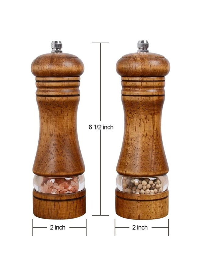 كيلا مطحنة فلفل X Spring، مجموعتان من مطاحن الملح والفلفل الخشبية، مطحنة ملح يدوية كلاسيكية، دوار طحن سيراميك قابل للتعديل، مجموعات مطاحن فلفل قابلة لإعادة التعبئة مع نافذة مرئية من الأكريليك - Image 5