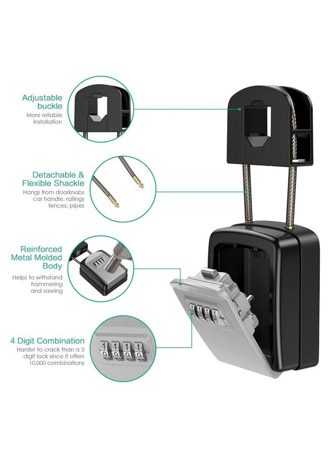 ORIA ORIA Key Lock Box, 4 Digit Combination Safe Lock Box for Keys with Removable Chain and Snap, Resettable Code Key Storage Lock Box Waterproof for Home, Warehouse, Indoor & Outdoor  - Image 5