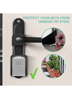 ORIA ORIA Key Lock Box, 4 Digit Combination Safe Lock Box for Keys with Removable Chain and Snap, Resettable Code Key Storage Lock Box Waterproof for Home, Warehouse, Indoor & Outdoor  - Image 2