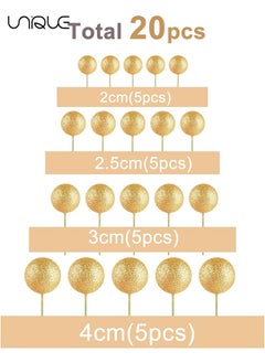 Unique 20 Pcs Ball Cake Topper Decorations Mini Balloons Cake Topper Sticks Glitter Gold Balls Cake Picks Cake Topper Balls Cake Decorations for Birthday Cake Decorations  - Image 2