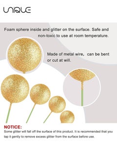 Unique 20 Pcs Ball Cake Topper Decorations Mini Balloons Cake Topper Sticks Glitter Gold Balls Cake Picks Cake Topper Balls Cake Decorations for Birthday Cake Decorations  - Image 3