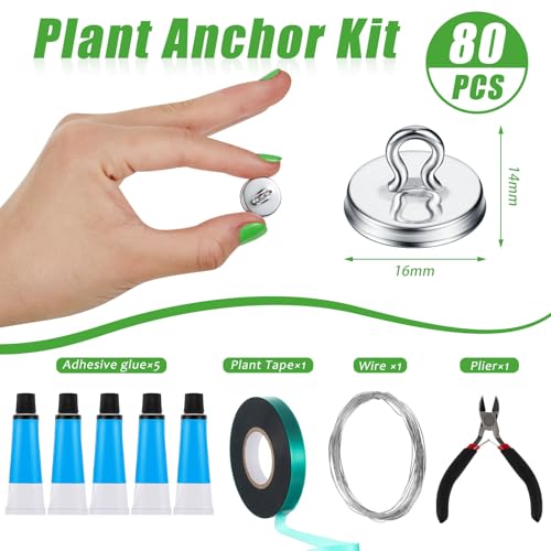 WILLBOND Plant Anchor Kit 80 Pcs Vine Anchors 5 Pack Silicone Adhesive Sealant Garden Tie Tape Metal Wire Wire Cutters for Spring Trellis Vine and Stucco Brick Wall Climbing Plants SuppliesSilver - Image 3