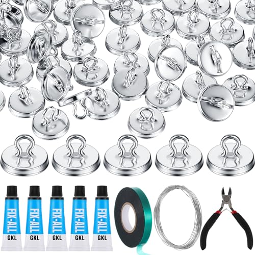 WILLBOND Plant Anchor Kit 80 Pcs Vine Anchors 5 Pack Silicone Adhesive Sealant Garden Tie Tape Metal Wire Wire Cutters for Spring Trellis Vine and Stucco Brick Wall Climbing Plants SuppliesSilver - Image 1