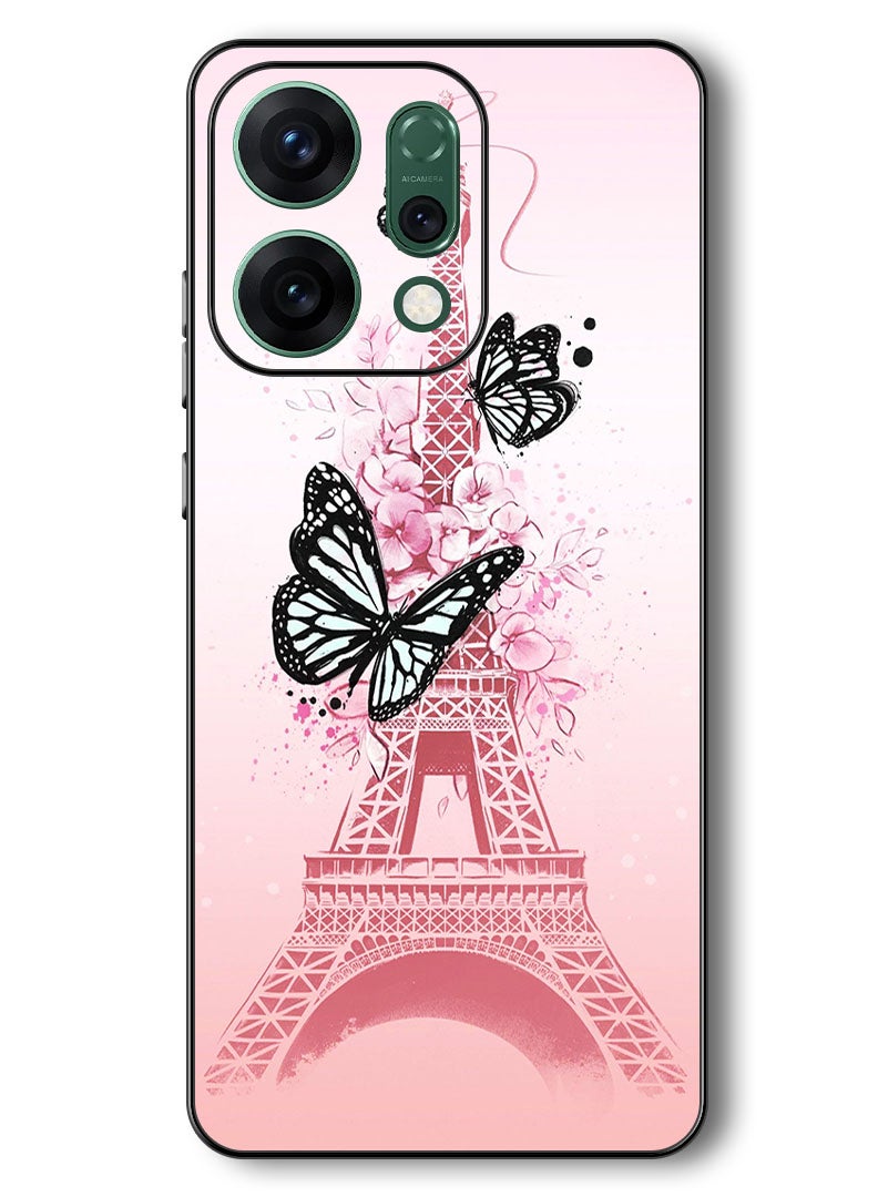 Theodor Case Compatible with Oppo Reno 14 6.59 Inch Protection Shockproof Bumper Cover Black Butterflies - Image 1