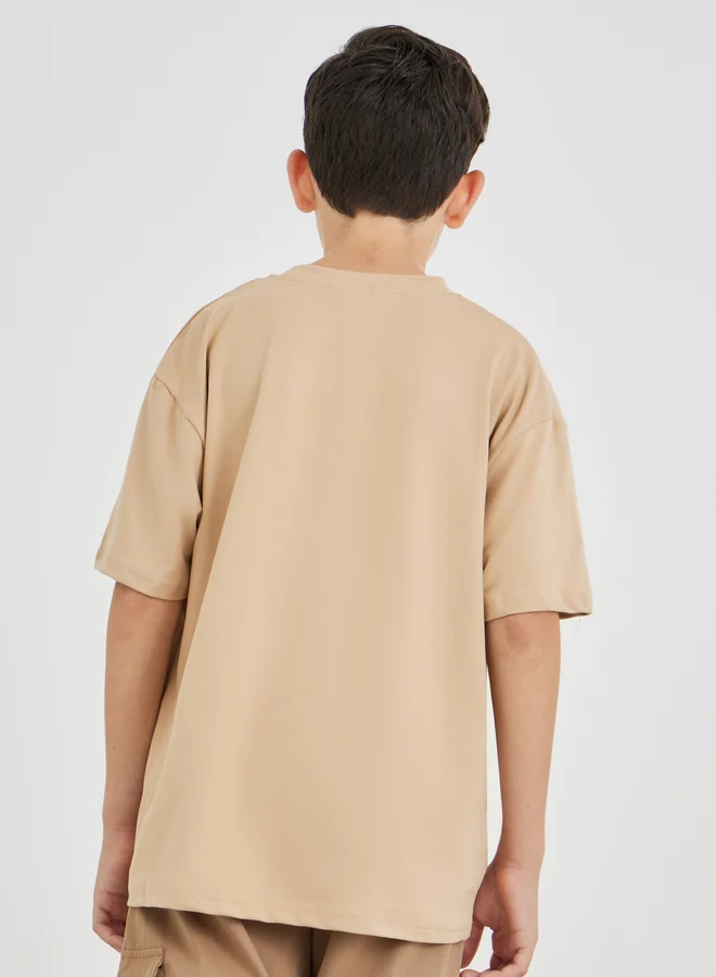 Styli Teen Boys Over Size t-shirt with Embossed print