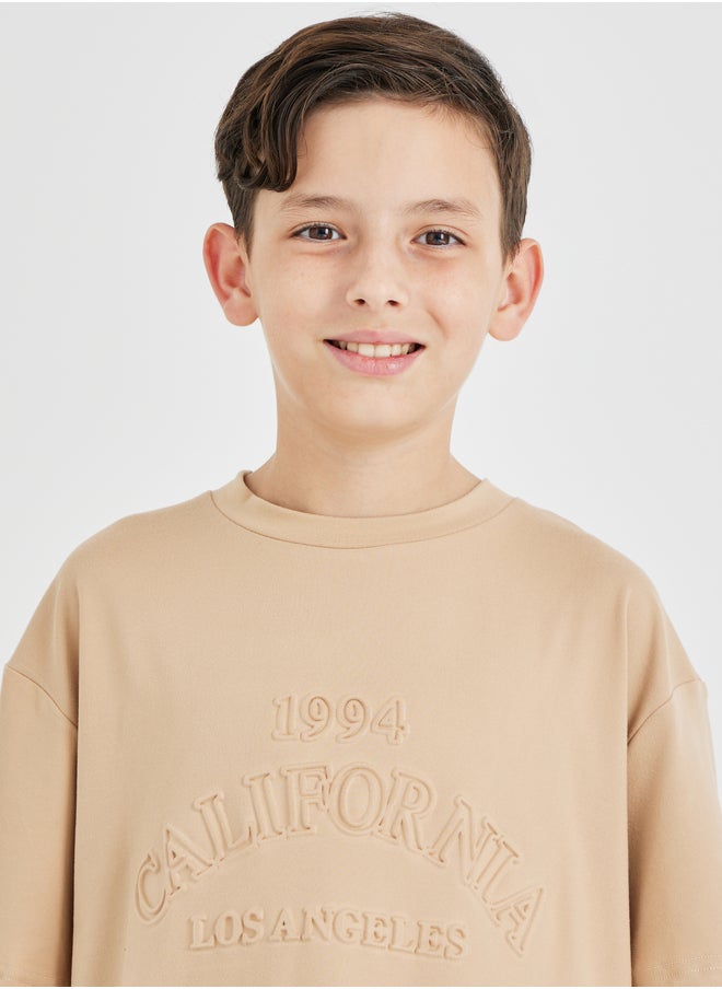 Styli Teen Boys Over Size t-shirt with Embossed print  - Image 3