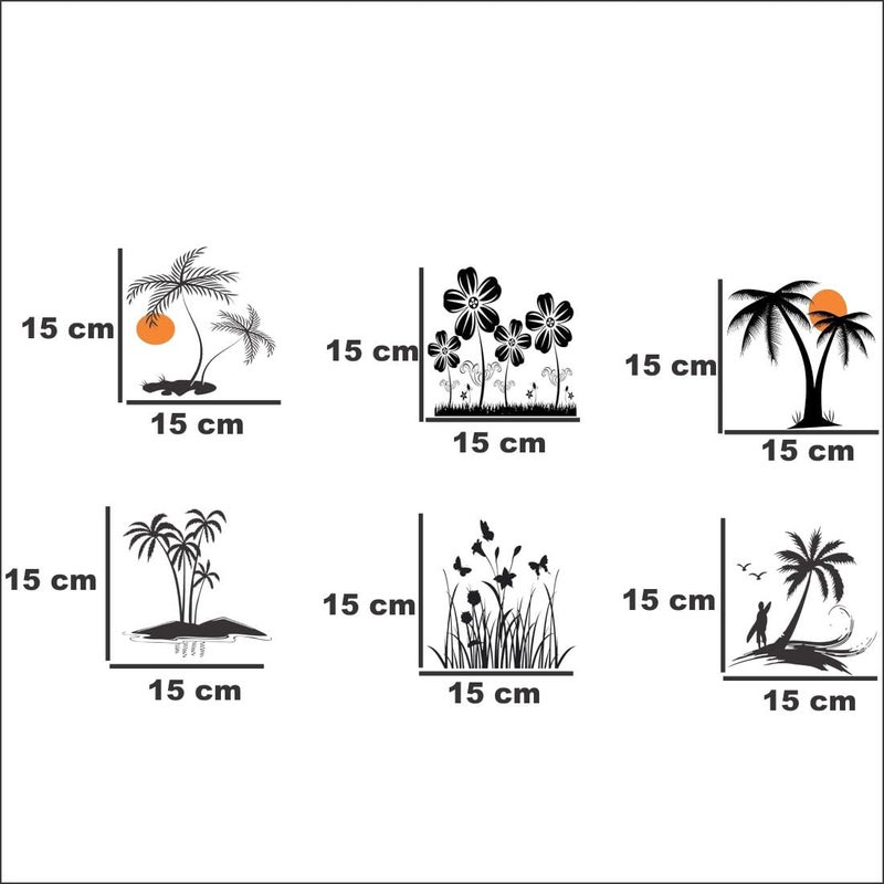 Luxe Decore Black Tree Switch Board Sticker Wall Sticker Light Switch Sticker 3D Pack of 6 - Image 2