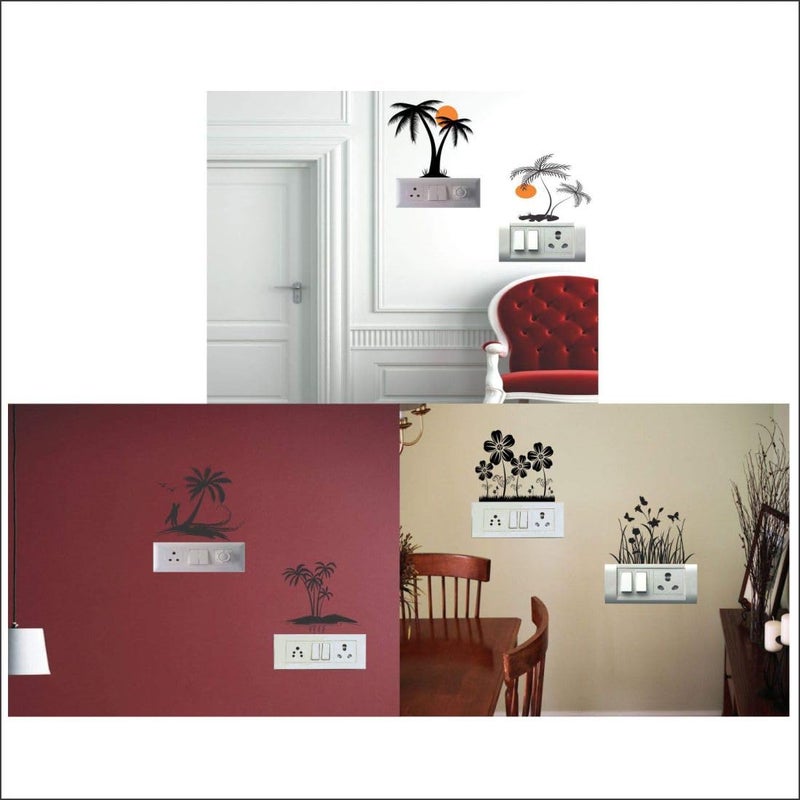 Luxe Decore Black Tree Switch Board Sticker Wall Sticker Light Switch Sticker 3D Pack of 6 - Image 3