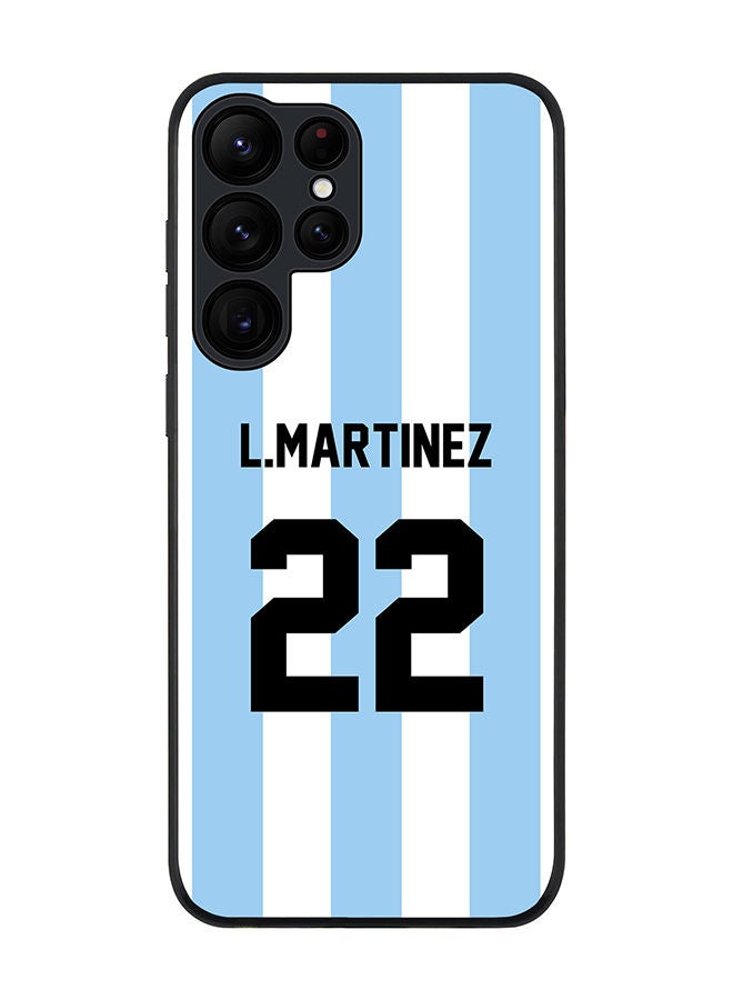 Stylizedd Rugged Black edge case for Samsung Galaxy S22 Ultra 5G Slim fit Soft Case Flexible Rubber Edges Anti Drop TPU Gel Thin Cover - Football Team - Argentina Player Name - L.Martinez - Image 1