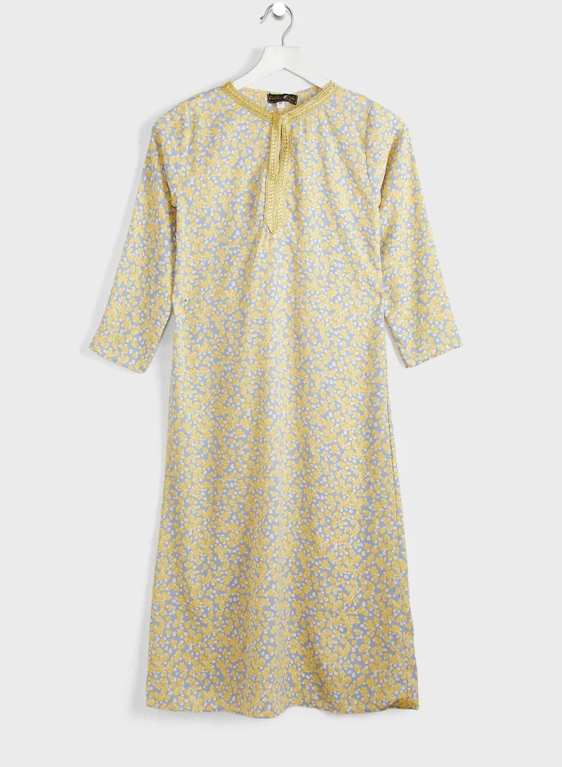 Little Golden Apple Kids Floral Print Jalabiya