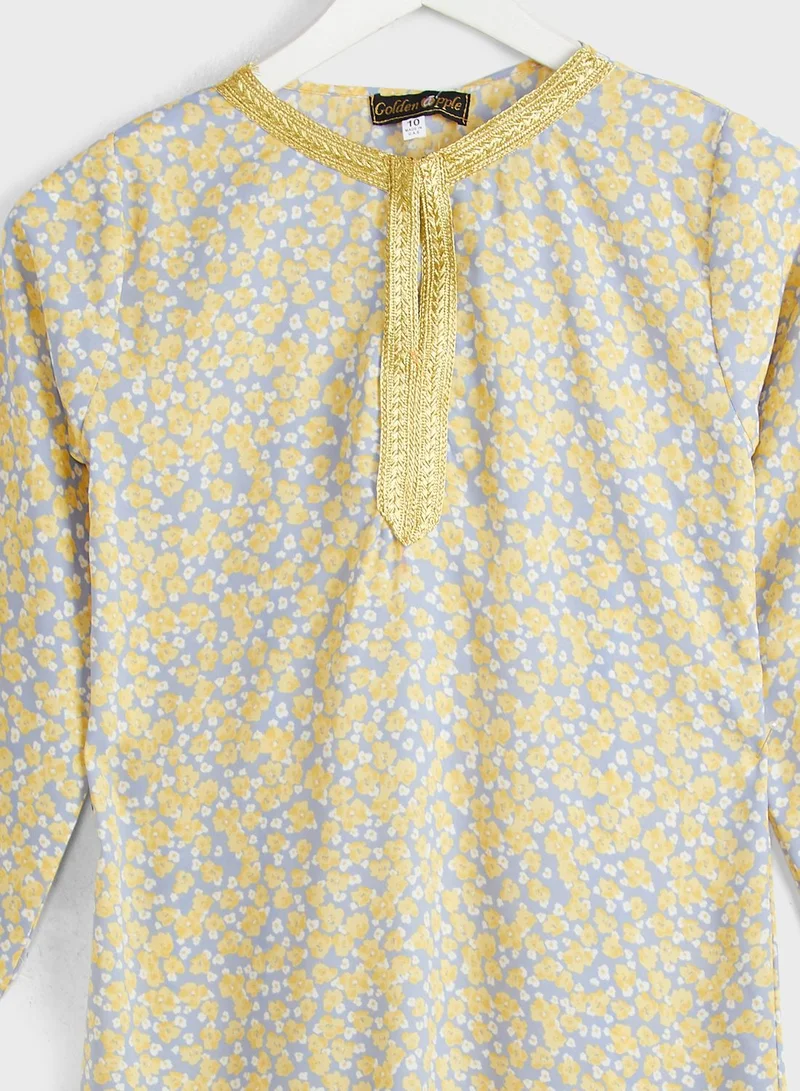 Little Golden Apple Kids Floral Print Jalabiya
