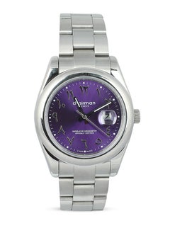 Chairman GENEVE Men's Stainless Steel Wrist Watch with Purple Dial with Arabic Dial and Date  - Image 1
