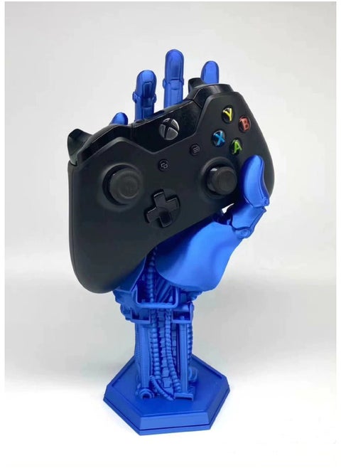 Cyberpunk Manipulator Handle Bracket 2077 Johnny Silver Hand Surrounding XBOX PS4/5 Handle Round Bottom Ornaments-Color:Silk Blue-Specifications:Right Hand Round Bottom