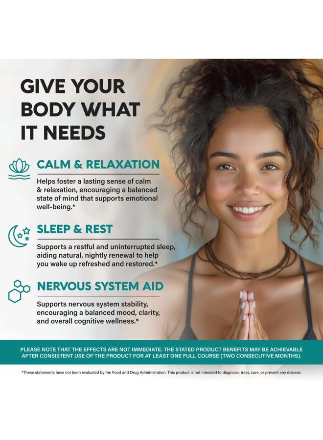 NUTRAHARMONY GABA L-Theanine - Stress Relief Supplement 900mg - Made in USA - Magnesium | Vitamin B6 - Natural Calm | Sleep | Relaxation | Mood Support - 750 mg Gamma AminoButyric Acid - 120 Vegan Non-GMO Capsules - Image 2