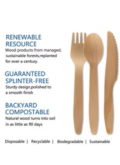 HAIWUYA 100 Pcs Disposable Forks Wooden Forks 100% Natural Wooden Disposable Cutlery Eco-Friendly  - Image 3