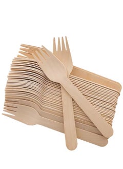 HAIWUYA 100 Pcs Disposable Forks Wooden Forks 100% Natural Wooden Disposable Cutlery Eco-Friendly  - Image 2