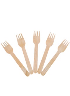 HAIWUYA 100 Pcs Disposable Forks Wooden Forks 100% Natural Wooden Disposable Cutlery Eco-Friendly  - Image 1