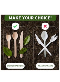 HAIWUYA 100 Pcs Disposable Forks Wooden Forks 100% Natural Wooden Disposable Cutlery Eco-Friendly  - Image 4