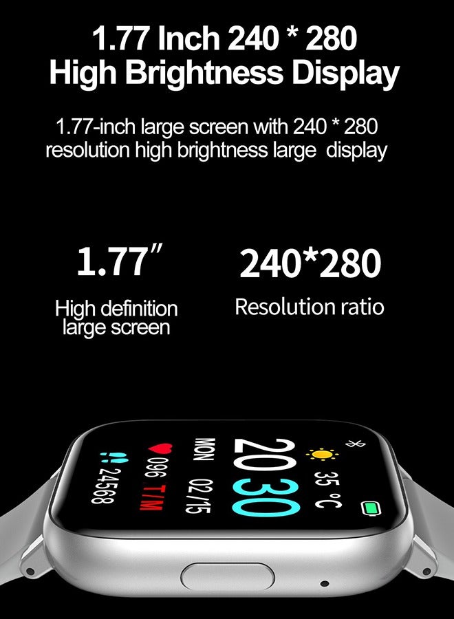 The H9 Model 1.77-Inch Smart Watch (Call Receive/Dial), Bluetooth Smart Bracelet Fitness Watch Smart Watches for Women Men with AI Voice Control Call/Text/Heart Rate/Sleep Monitor, Phone for Android iOS Phones（Grey）  - Image 4