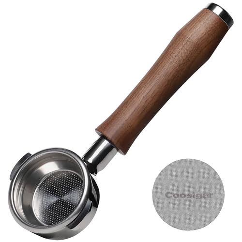 Coosigar 58mm Bottomless Portafilter Fits for E61 Group Head 2 Ears machines Stainless Steel portafilter and Walnut wood HandleEspresso Machine AccessoriesWalnut - Image 1