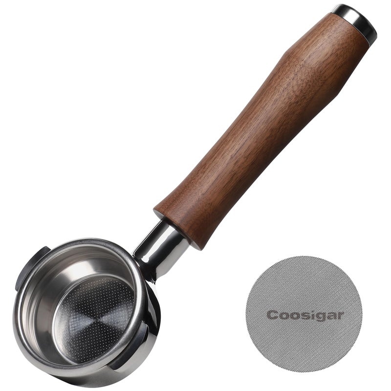 Coosigar 58mm Bottomless Portafilter Fits for E61 Group Head 2 Ears machines Stainless Steel portafilter and Walnut wood HandleEspresso Machine AccessoriesWalnut - Image 2