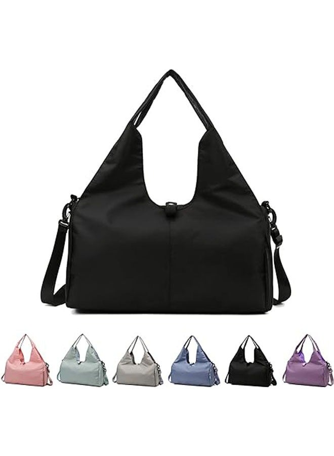 Nariele Sports Bag Lady's Yoga Bag Large Travel Bag with Shoe Compartment  Multiple Pockets, Yoga Mat Waterproof Tote Bag, Sports Travel Yoga Lightweight Weekend Fitness Bag Training Bag (Black) - Image 1