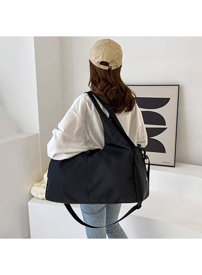 Nariele Sports Bag Lady's Yoga Bag Large Travel Bag with Shoe Compartment  Multiple Pockets, Yoga Mat Waterproof Tote Bag, Sports Travel Yoga Lightweight Weekend Fitness Bag Training Bag (Black) - Image 2