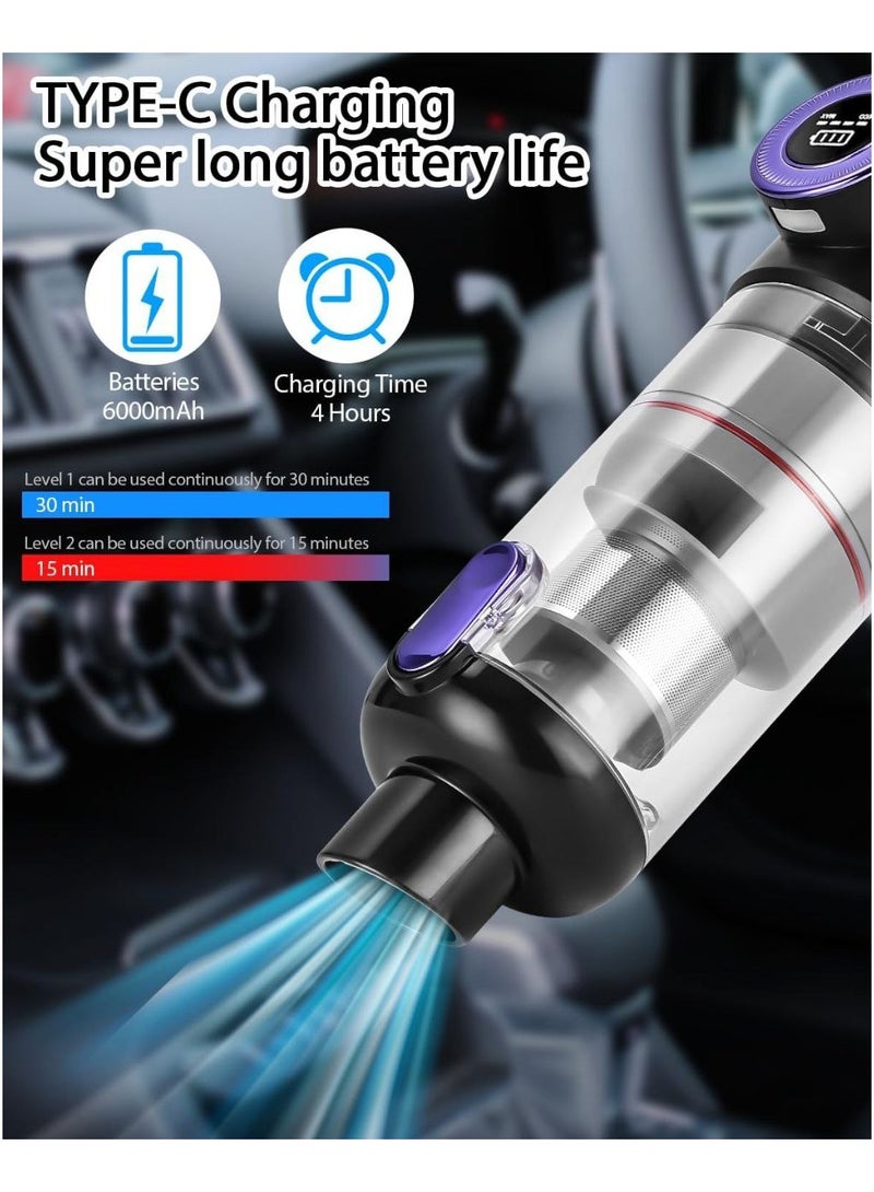 Handheld Vacuum Cleaner Wireless Car Vacuum Cleaner Dust Rewind Function at the Touch of a Button 14000Pa Car Vacuum Cleaner Handheld Vacuum Cleaner for Car.  - Image 3