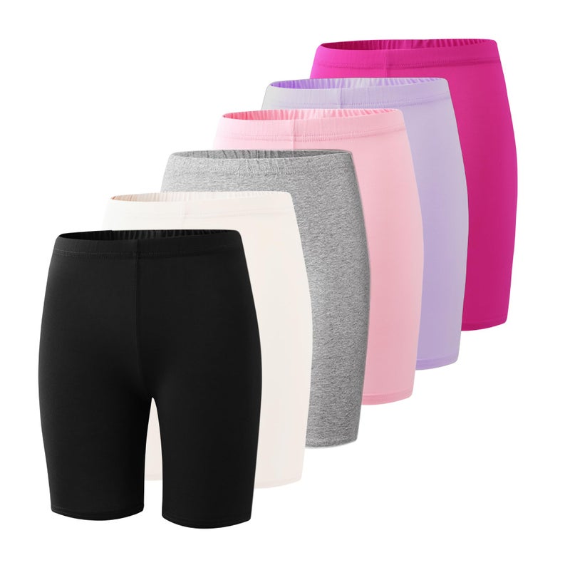 Deuerr 6-Pack Girls' Compression Spandex Shorts for 9-10Years | Athletic Wear for Gym, Dance, Yoga, Volleyball & Bike Riding - Image 1