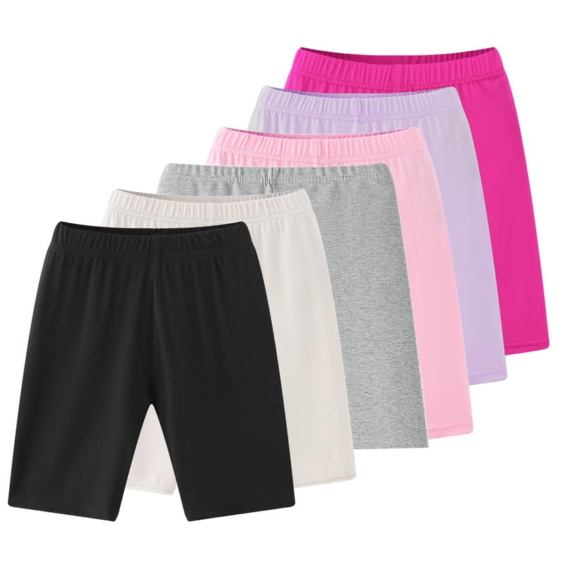 Deuerr 6-Pack Girls' Compression Spandex Shorts for 9-10Years | Athletic Wear for Gym, Dance, Yoga, Volleyball & Bike Riding - Image 3