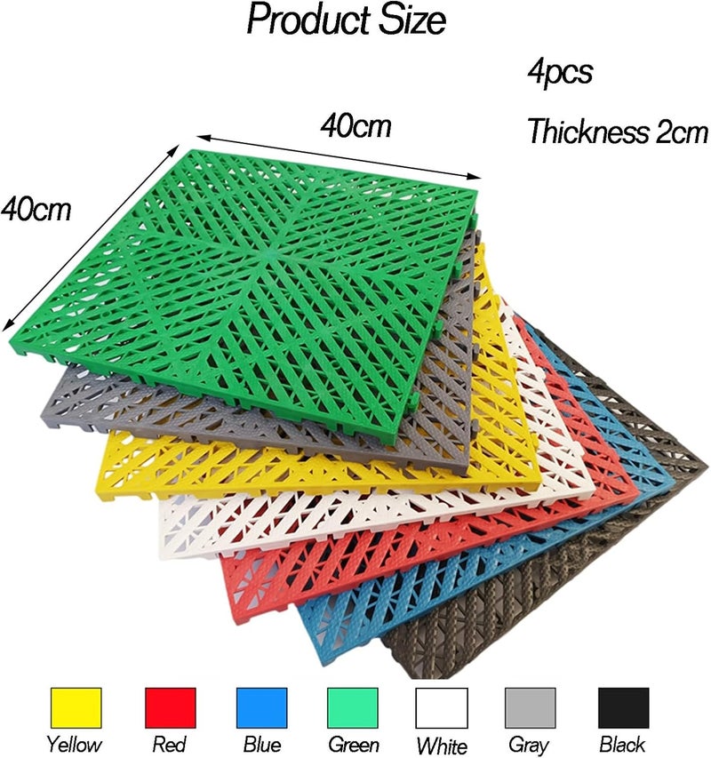 4pcs Drainage Interlocking Floor Tiles,Self-Draining Design Modular Interlocking Floor Tiles for Bath Garage Deck Patio Floor(15.74"x15.74"x0.78") (Color : Yellow, Size : 4pcs) - Image 2