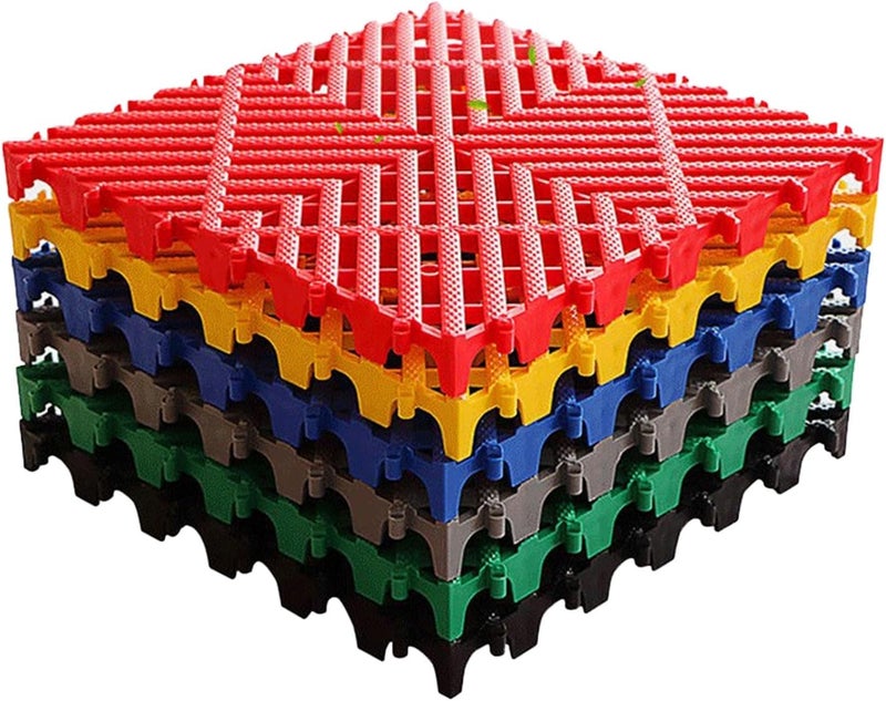 4pcs Drainage Interlocking Floor Tiles,Self-Draining Design Modular Interlocking Floor Tiles for Bath Garage Deck Patio Floor(15.74"x15.74"x0.78") (Color : Yellow, Size : 4pcs) - Image 1