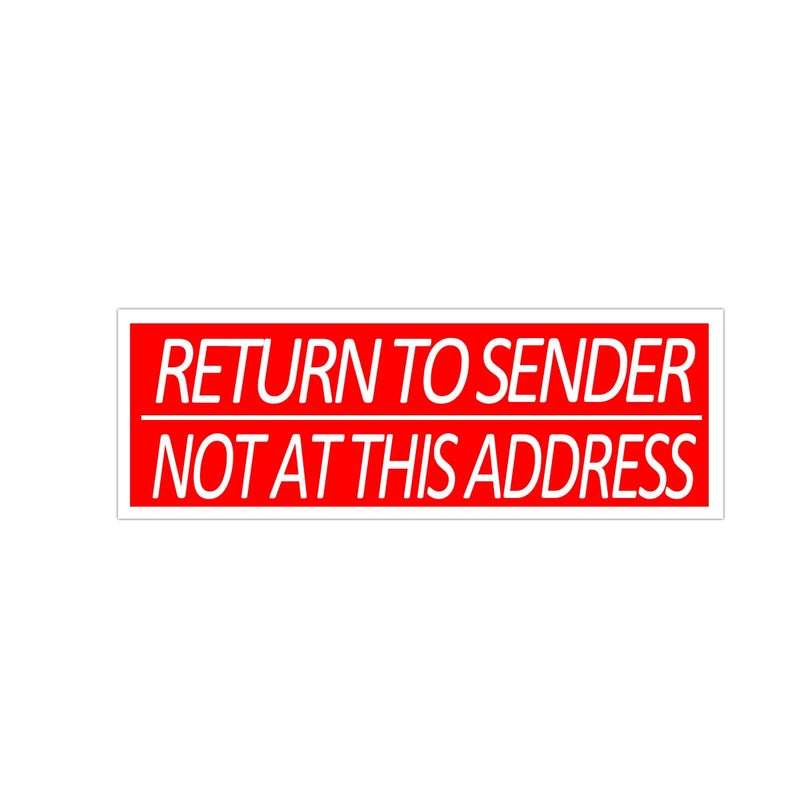 Return to Sender Not at This Address Stickers3X1 Inch Adhesive Label Stickers for Small Business Envelop Box Cartons Shipping Sticker500 Pcs Per Roll