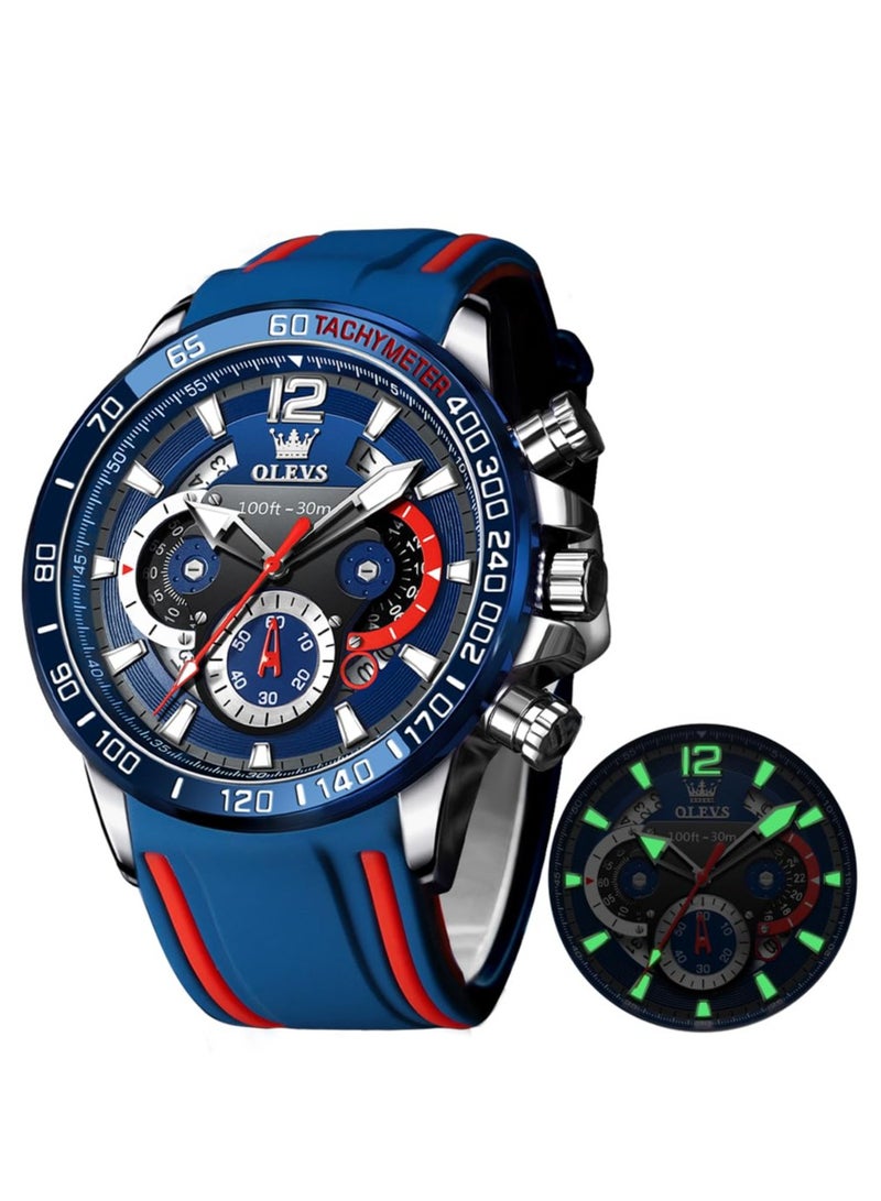 OLEVS Men's Chronograph Waterproof Luminous Silicone Strap Men's Multi-Function Watch Quartz Business Calendar Men's Watch 9936 - Image 1