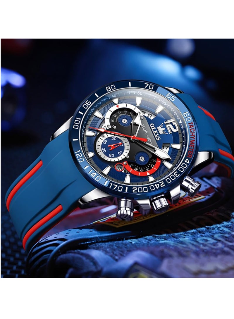 OLEVS Men's Chronograph Waterproof Luminous Silicone Strap Men's Multi-Function Watch Quartz Business Calendar Men's Watch 9936 - Image 4