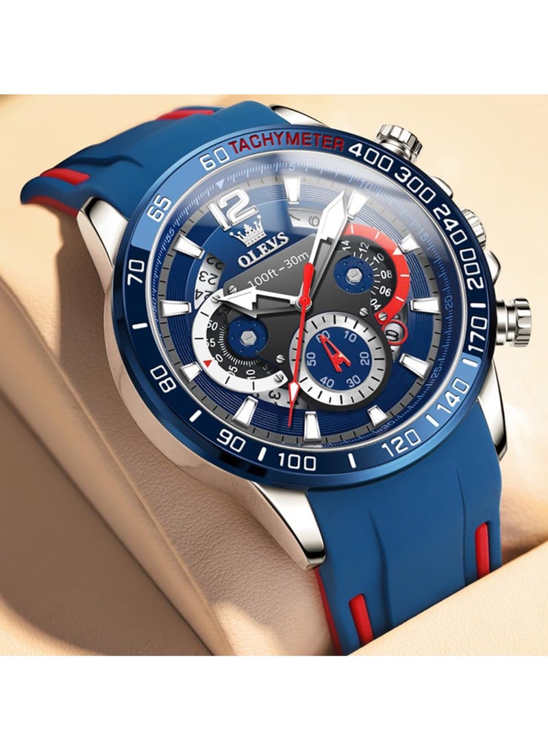 OLEVS Men's Chronograph Waterproof Luminous Silicone Strap Men's Multi-Function Watch Quartz Business Calendar Men's Watch 9936 - Image 5