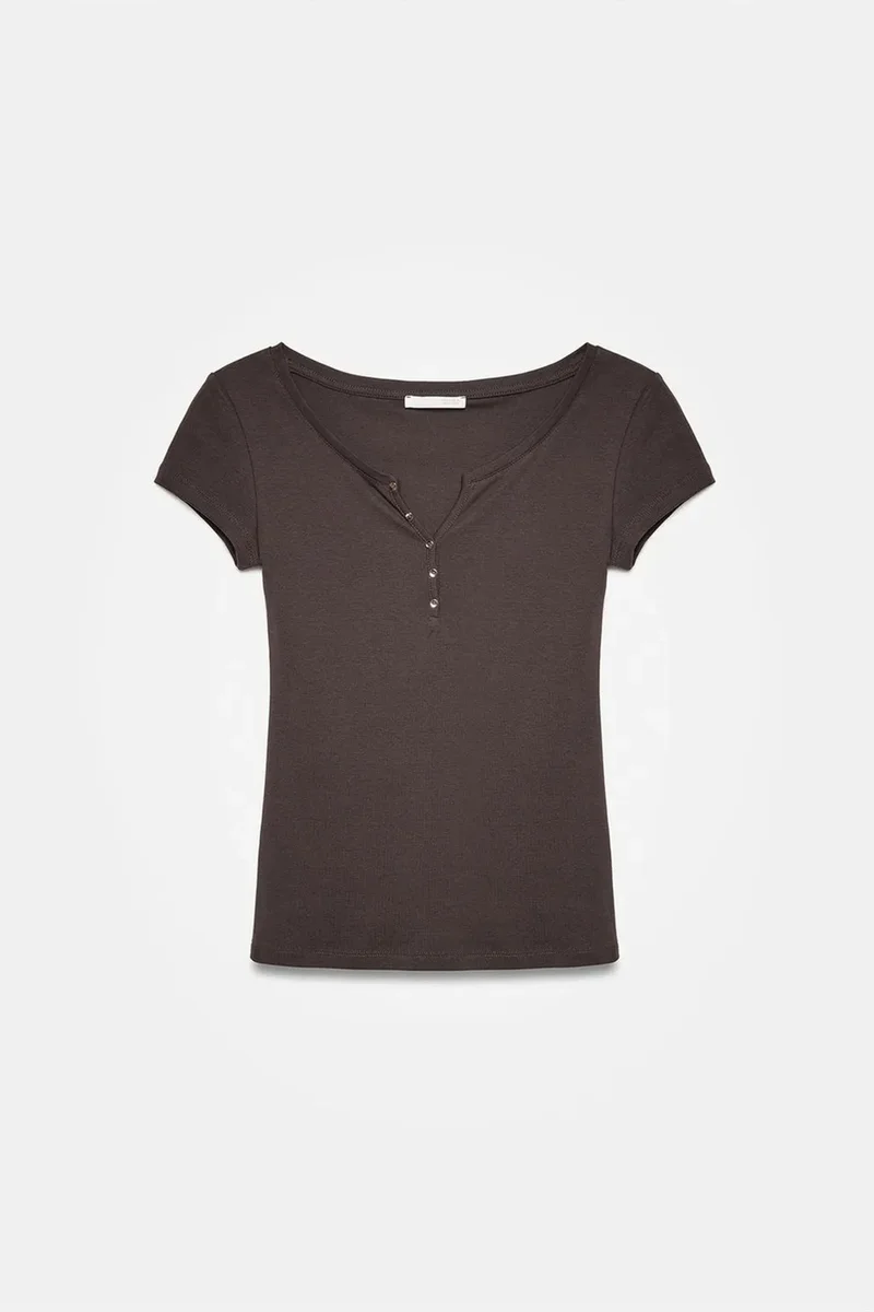 Dilvin Charcoal Grey DILVIN Women's Slim Fit Cotton U-Neck T-Shirt for Women | Best Price UAE