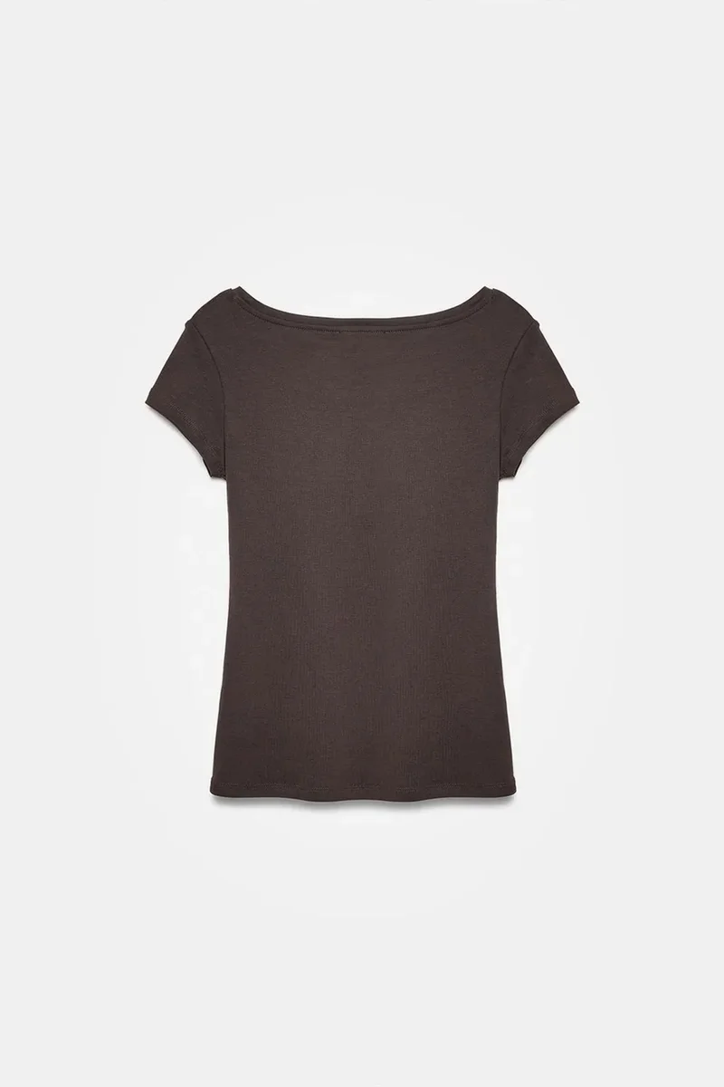 Dilvin Charcoal Grey DILVIN Women's Slim Fit Cotton U-Neck T-Shirt for Women | Best Price UAE