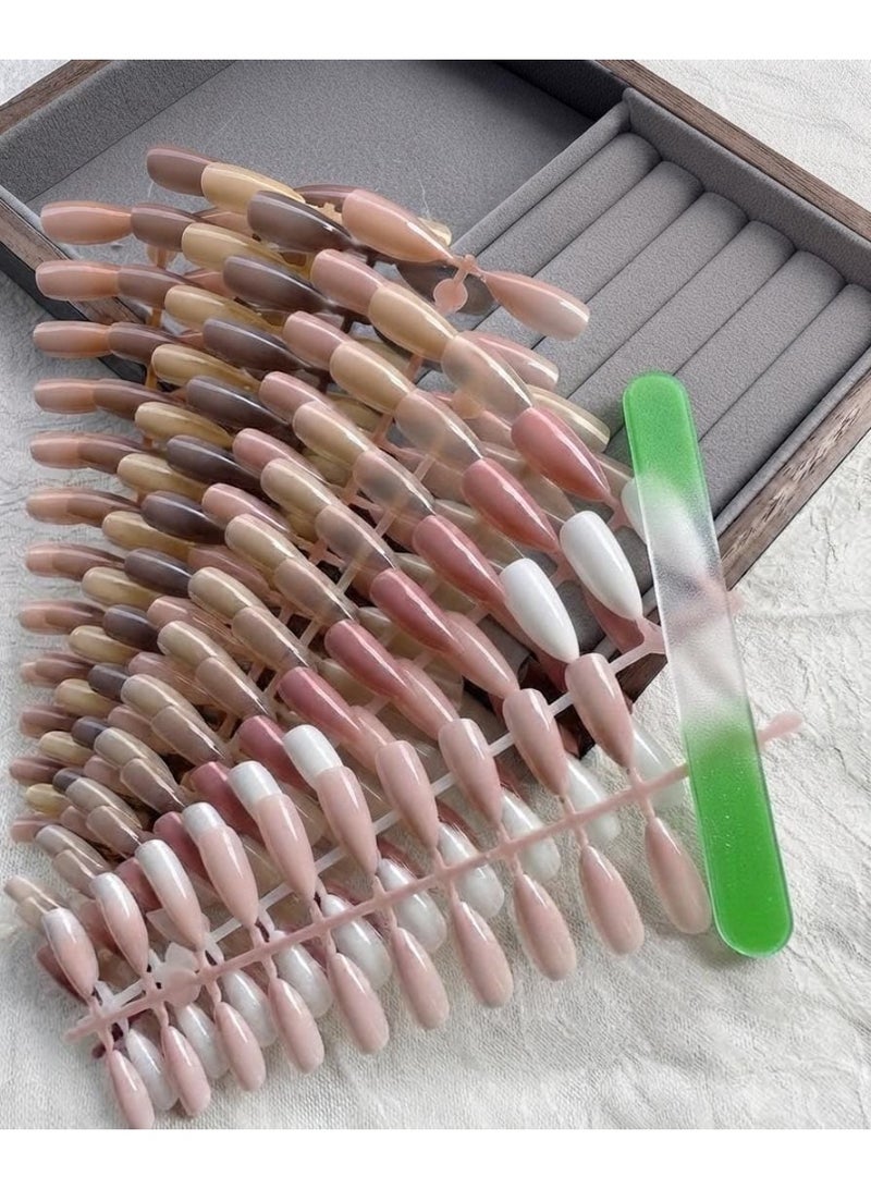 مجموعة تجميل العناية بالأظافر: شرائح أظافر صناعية متعددة الألوان120 قطعه   + مبرد أظافر احترافي - Image 1