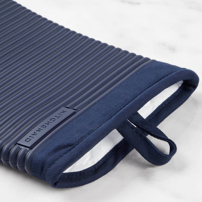 KitchenAid Ribbed Soft Silicone Oven Mitt 2-Pack Set  Ink Blue  7.5""x13"" - Image 5