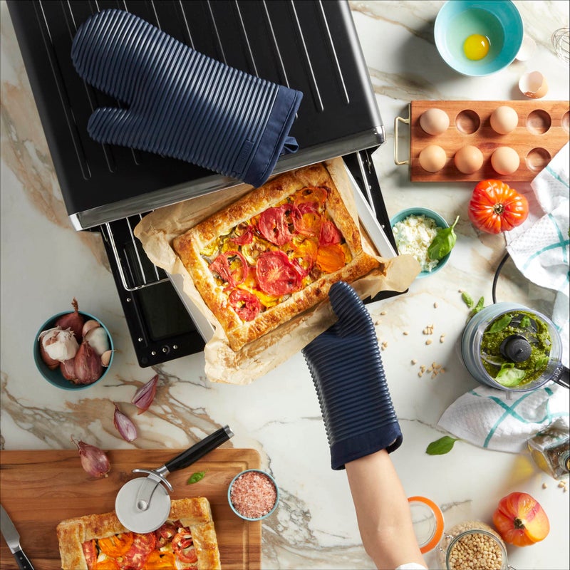 KitchenAid Ribbed Soft Silicone Oven Mitt 2-Pack Set  Ink Blue  7.5""x13"" - Image 3