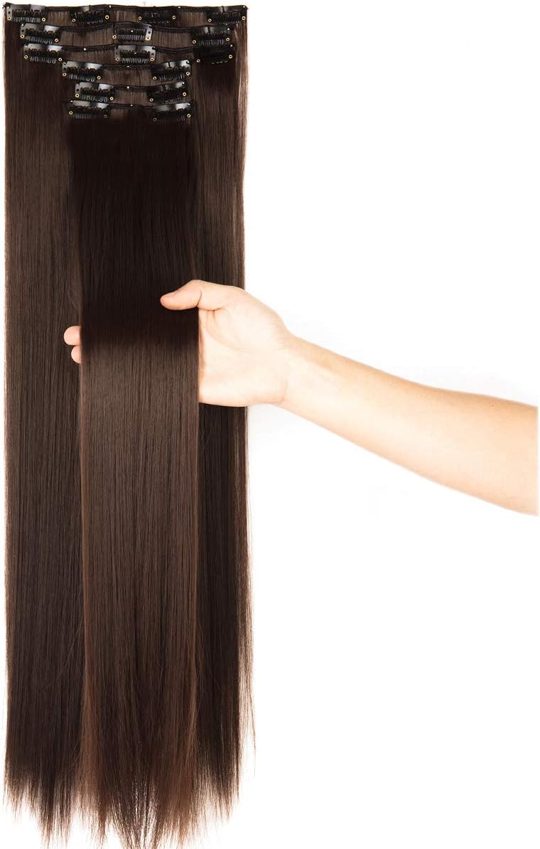 2426 Clip in Hair Extensions 6Pcs 16 Clips Curly Wavy Straight Thick Clip on Synthetic Hair Extension Hairpieces