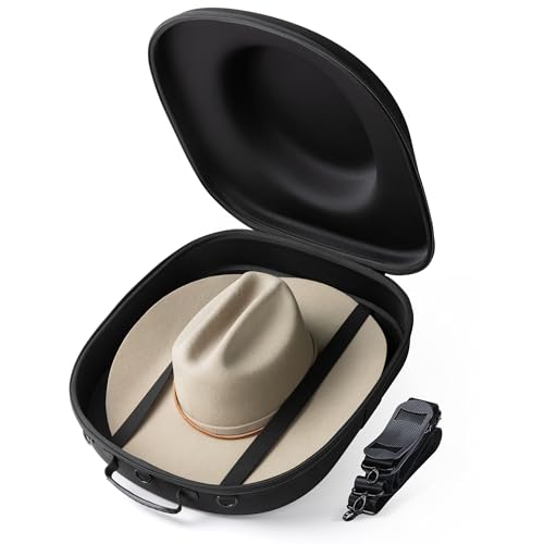 Ozueccr Ozueccr Cowboy Hat Travel Case  Crushproof Carrier for Cowboy Panama  Tweed Hats with Carrying Handle Shoulder and Luggage Strap For Travel and AtHome Storage Large