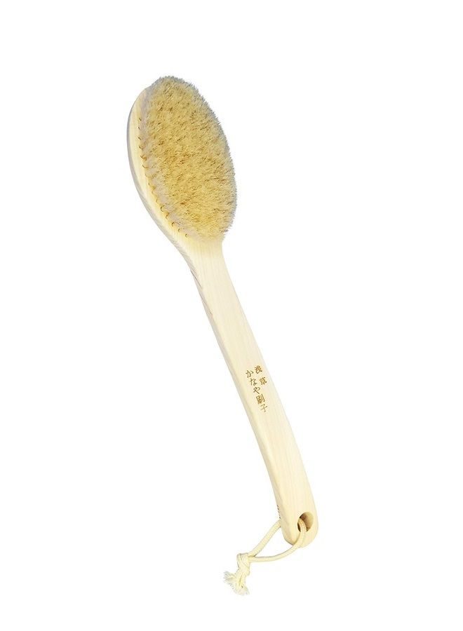 IPPINKA Japanese Body Brush for Bath or Dry Brushing, Exfoliation, Cellulite Treatment, Long Handle, Soft - Image 1