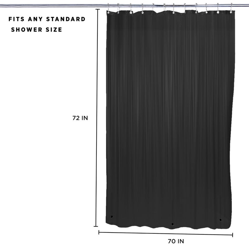 Bath Bliss Heavy Shower Curtain Liner, 12 Rust Resistant Metal Grommets, 3 Weighted Magnet Hem, Black - Image 3