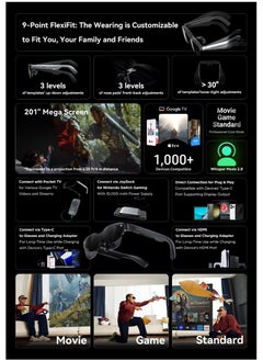 RayNeo RayNeo Air 3s AR/XR Smart Glasses - 4 Speakers, 201" 120Hz FHD OLED Display, Binge-Watcher/Gamer Glasses for iPhone 16/15 series, iPad.  - Image 2
