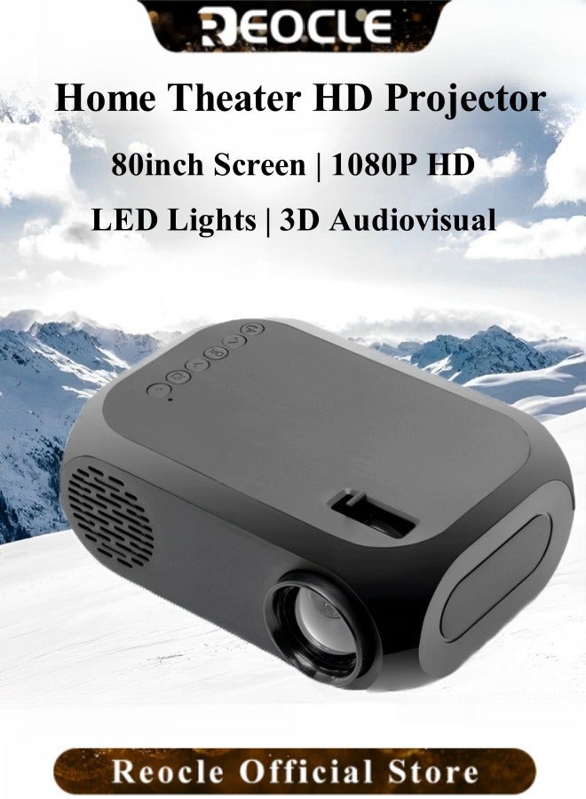 REOCLE Projector Native 1080P Full HD Projector Outdoor Portable Movie Mini Projector Compatible with Laptop & Smartphone & TV Stick & Smartphone & HDMI & USB  - Image 2