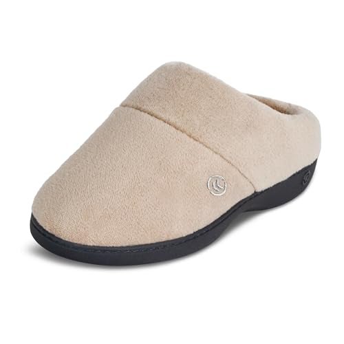 isotoner Women's Classic Clog Slippers with Memory Foam Comfort and Non-Slip Stability, Taupe, 8.5-9 - Image 1