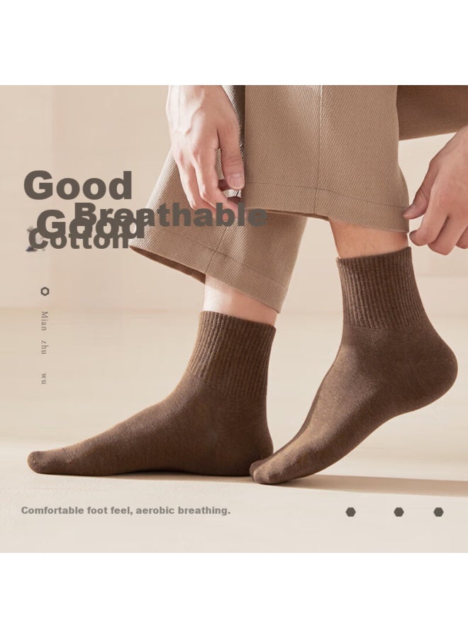B&C.ROOM Cotton Bamboo House Men's Summer Mid-length Socks Antibacterial Cotton Odor-resistant Absorbent Breathable Short Socks Men's Spring And Summer Style 5 Pairs - Image 3