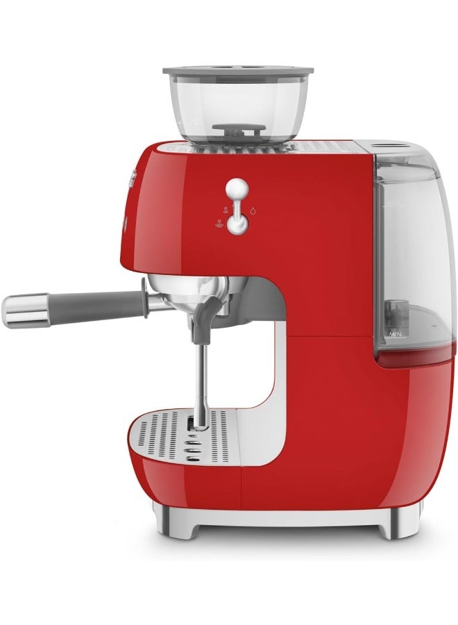 smeg Espresso Machine With Pump &  Grinder, Adjustable Temperature & Pre-Infusion, Italian Design, 2.4 L EGF03RDUK RED - Image 2
